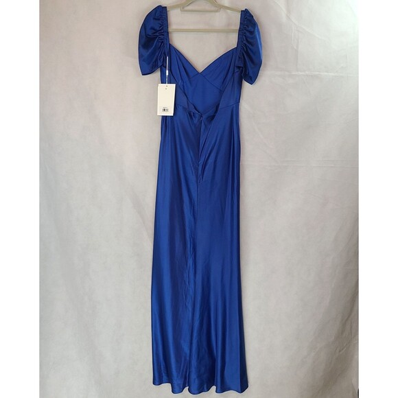 New MAC DUGGAL 68332 (8) Sapphire Blue Satin Puff Sleeve Open Back Formal Dress - Picture 5 of 15